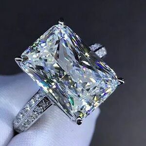 Private Label Silver White Topaz  Emerald-Cut Solitaire Ring